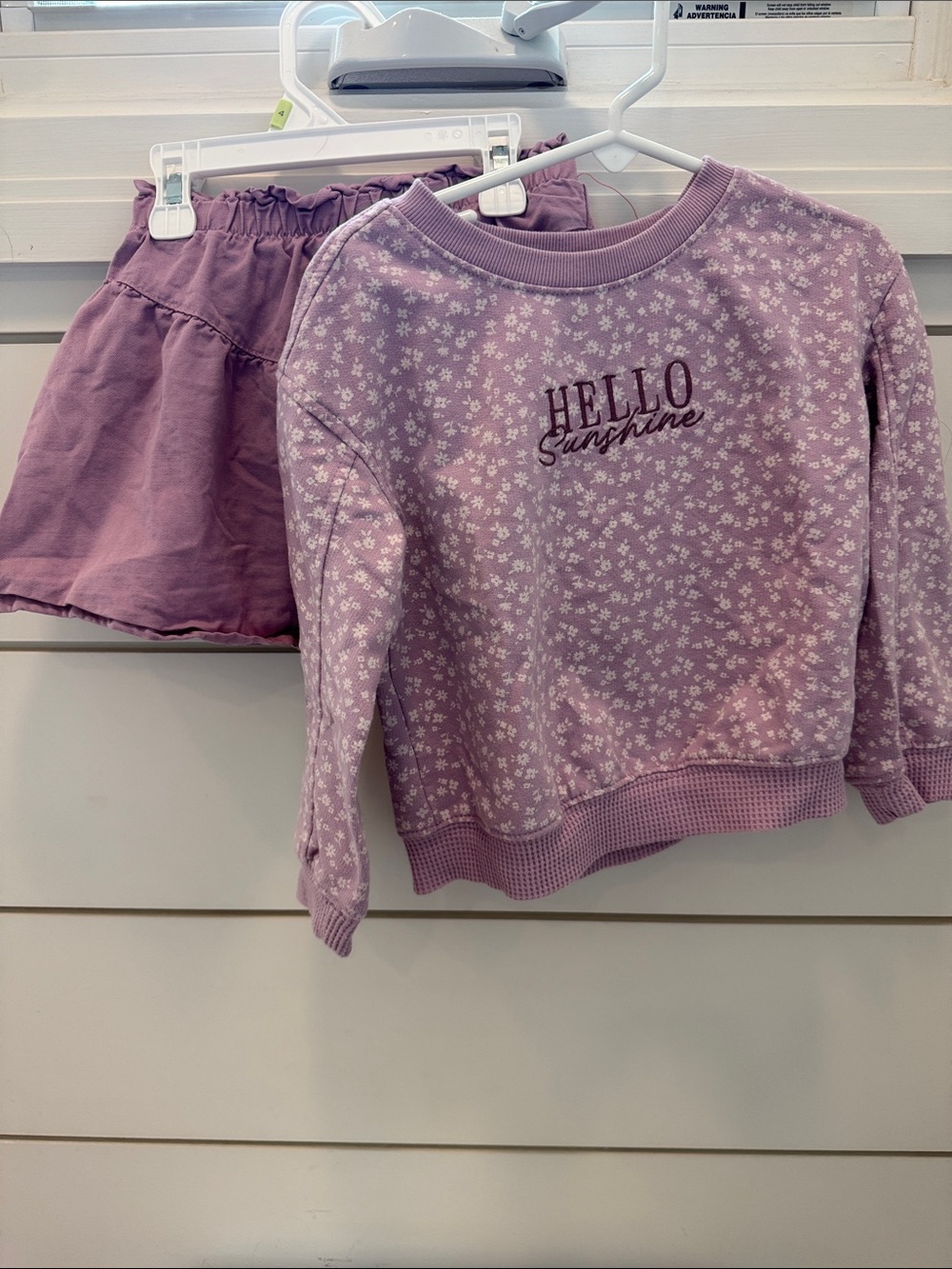 Kids' Lavender "Hello Sunshine" sweatshirt and Skirt Set